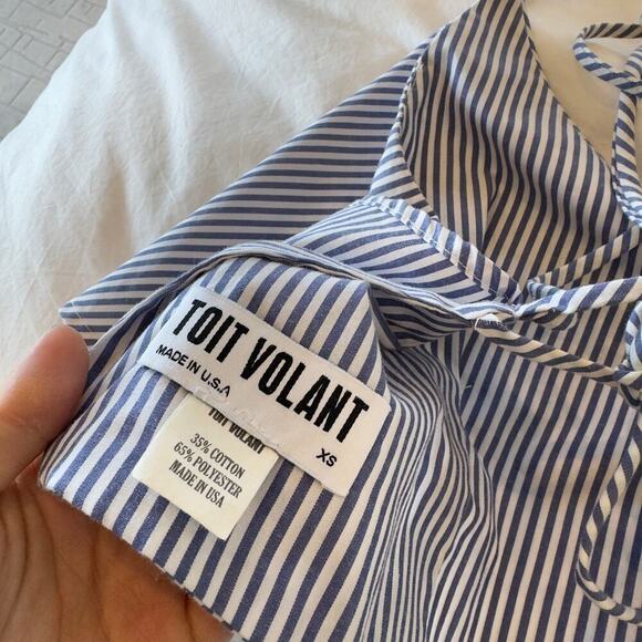 Toit Volant Striped Blue Crop Tank Top Size XS - Picture 3 of 6